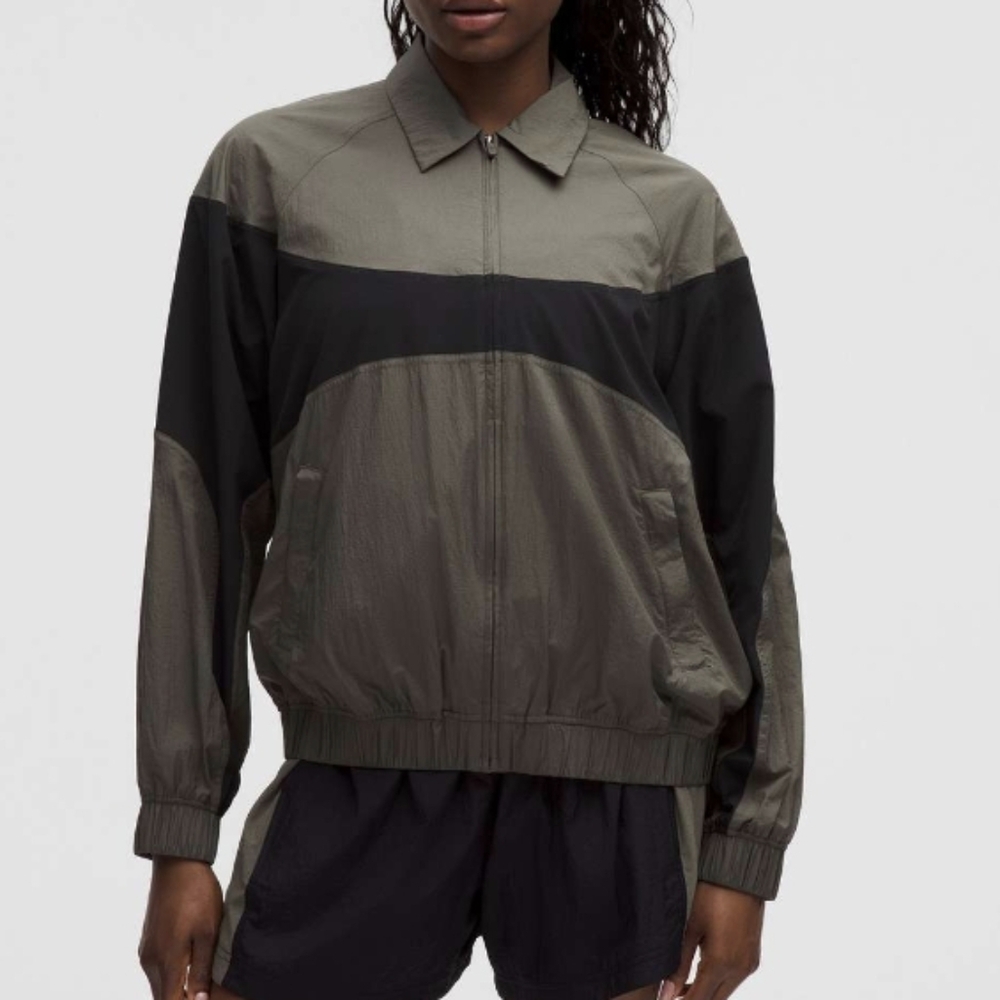 Lululemon Nylon Colorblock Collared Jacket *SOTM Army Green/Black NWT